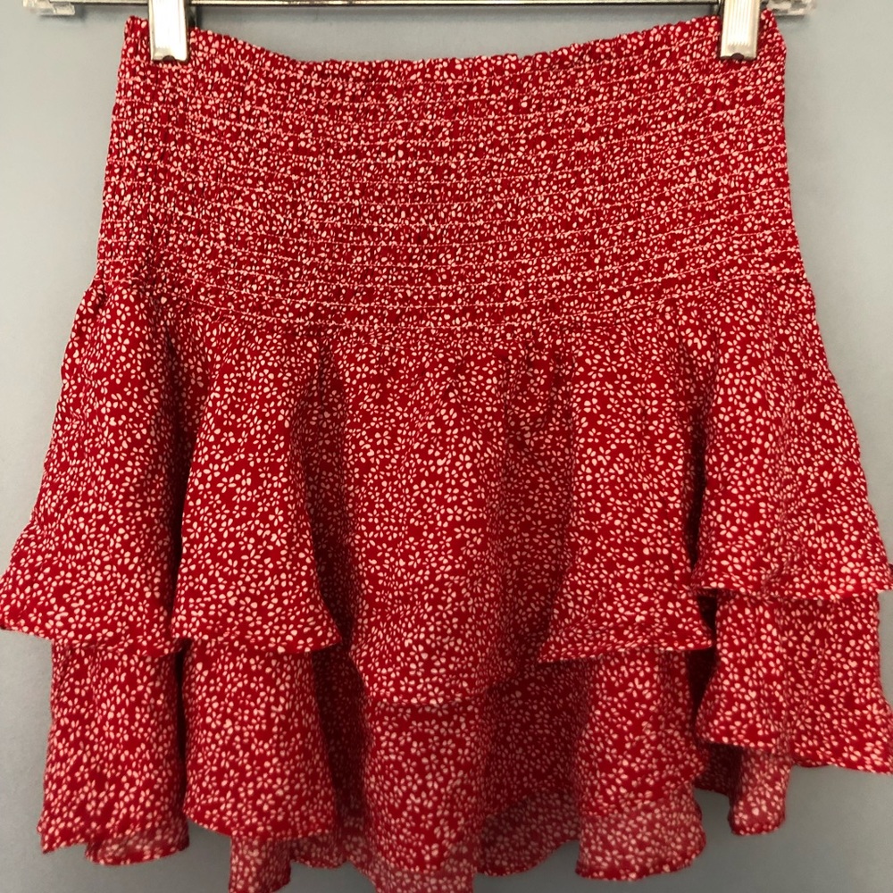 Never worn red floral mini skirt!!